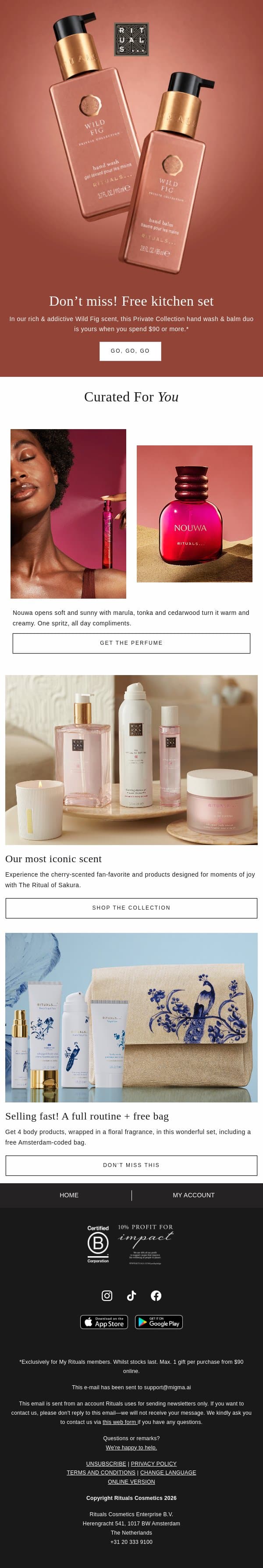 LAST CALL for this stunning set ⭐️ email from Rituals screenshot