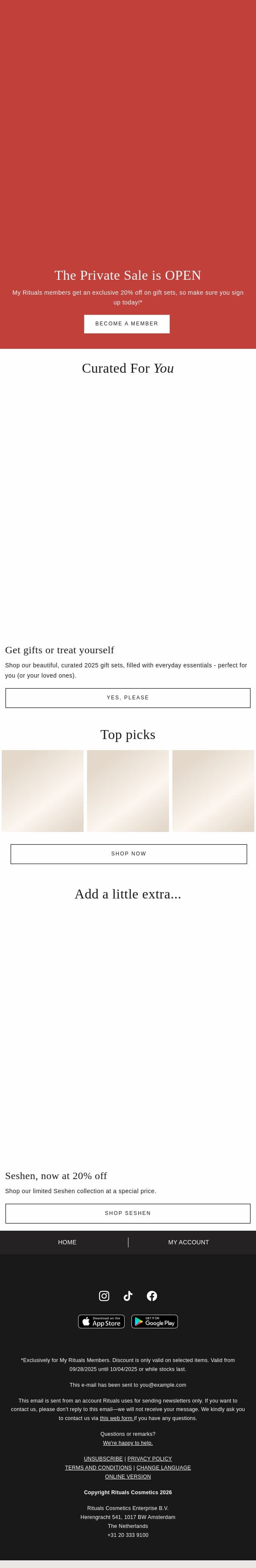 Private Sale is ON!🔥 email from Rituals screenshot