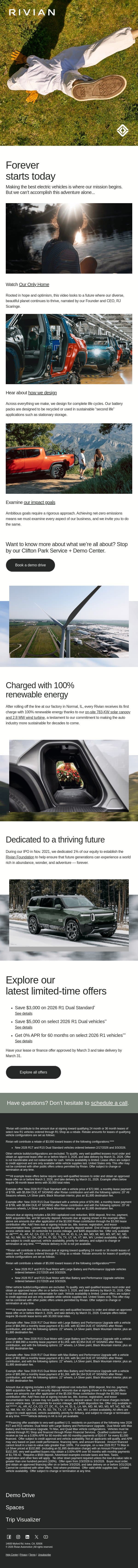 What do we stand for? We’re glad you asked... email from Rivian screenshot
