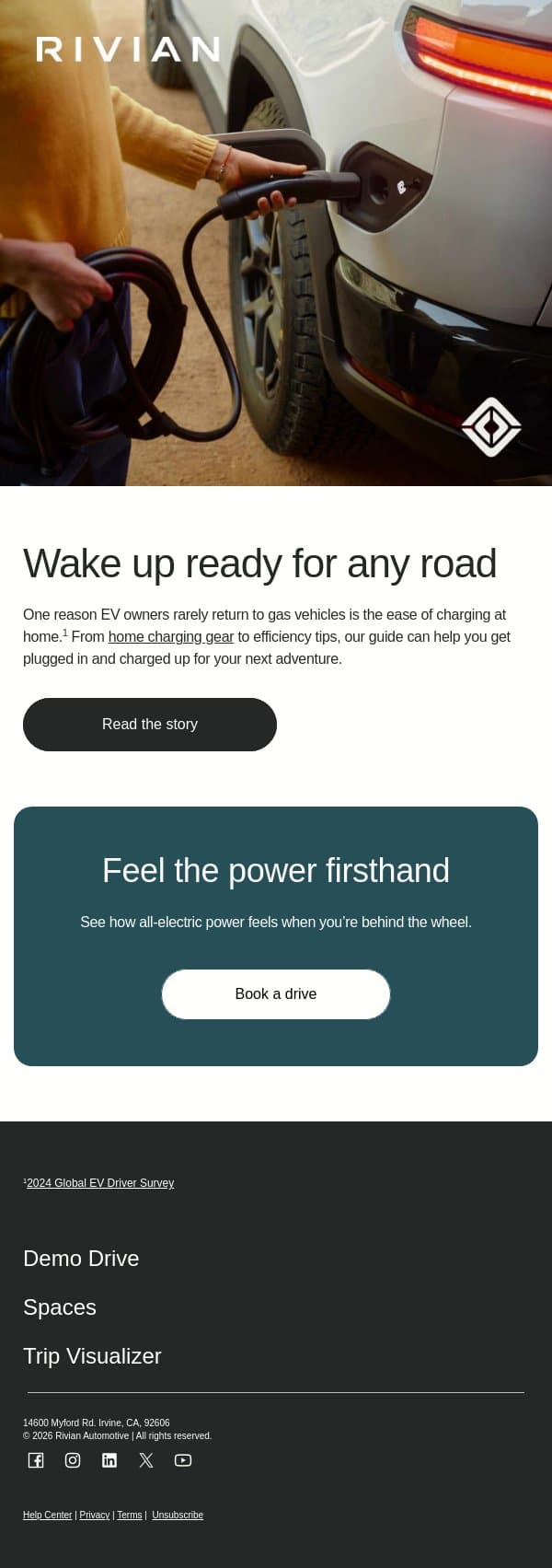 Home charging 101 email from Rivian screenshot