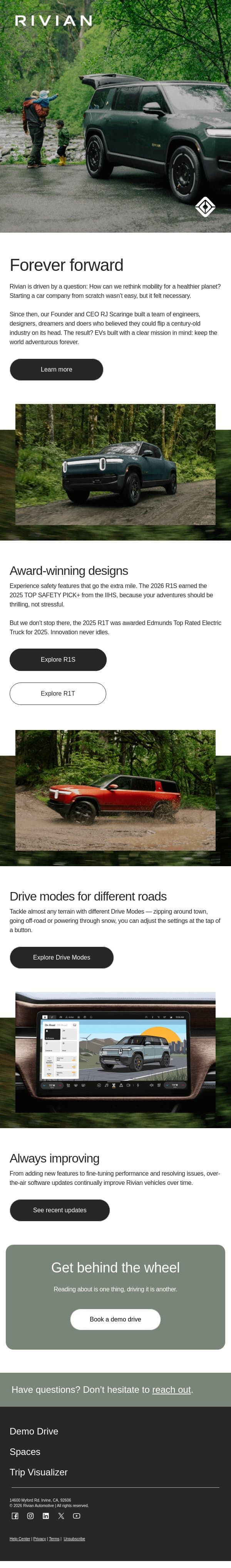 What drives your adventurous spirit? email from Rivian screenshot