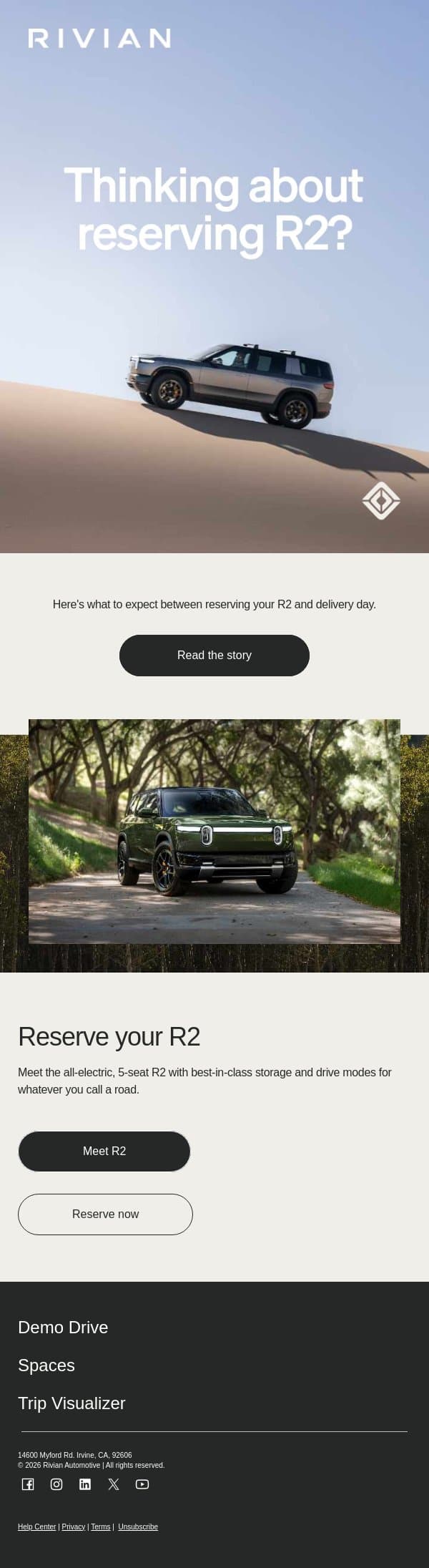 The path to R2 ownership email from Rivian screenshot