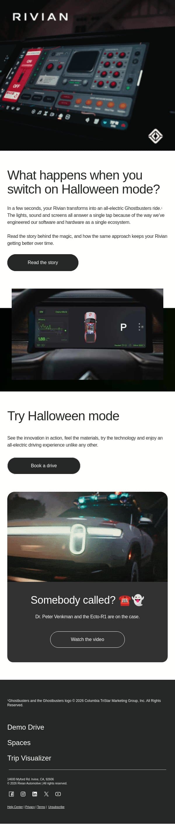 The magic behind Halloween Mode email from Rivian screenshot