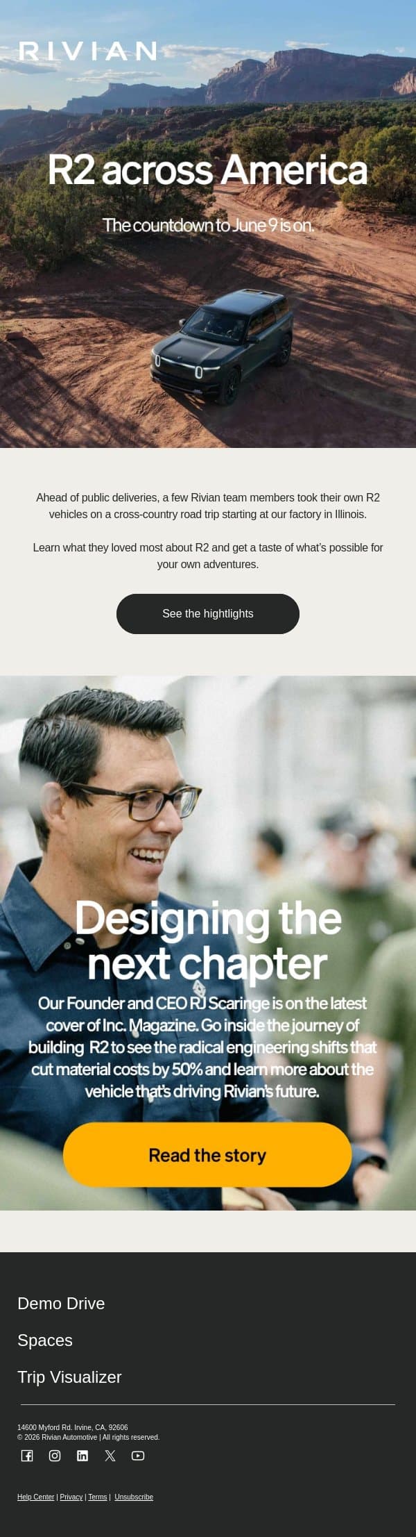 R2 at 2,000+ miles later: our team’s honest first impressions 🏜️ email from Rivian screenshot