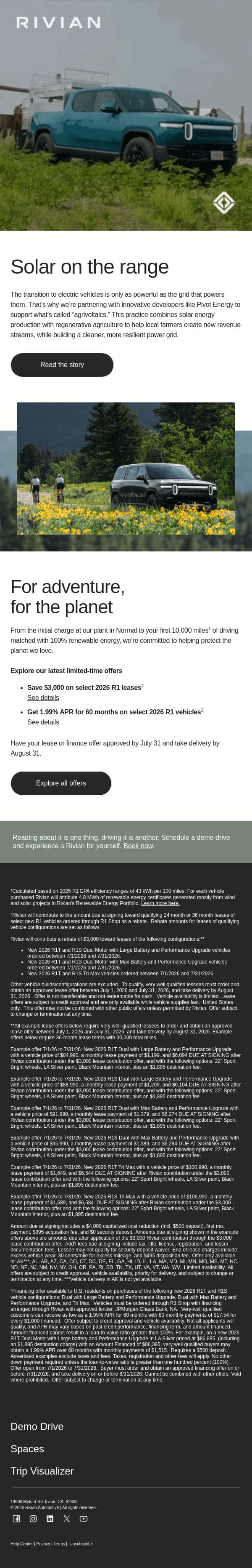 What is agrivoltaics? email from Rivian screenshot