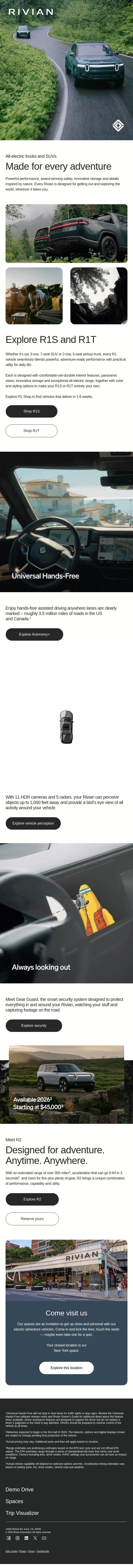 What makes R1S & R1T ready for all-electric adventure? email from Rivian screenshot