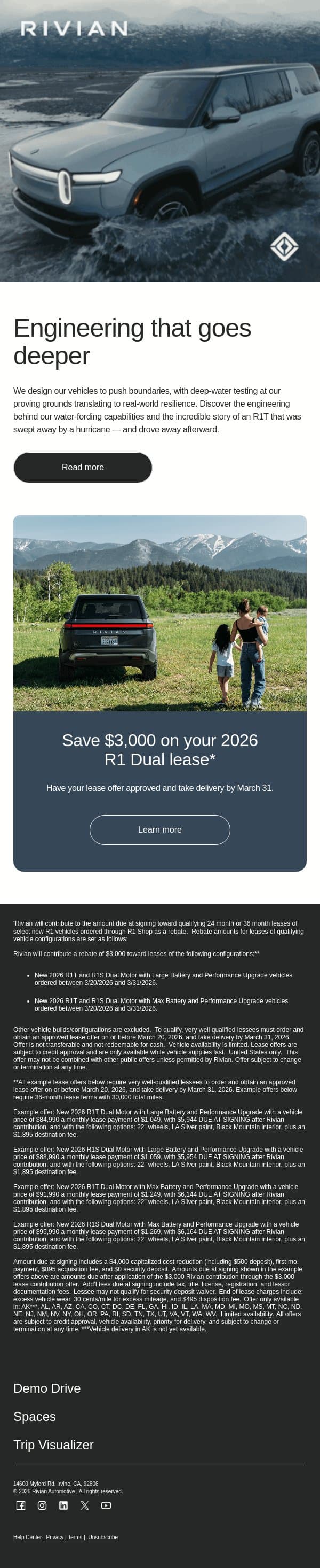 What happens when a Rivian meets a river? email from Rivian screenshot