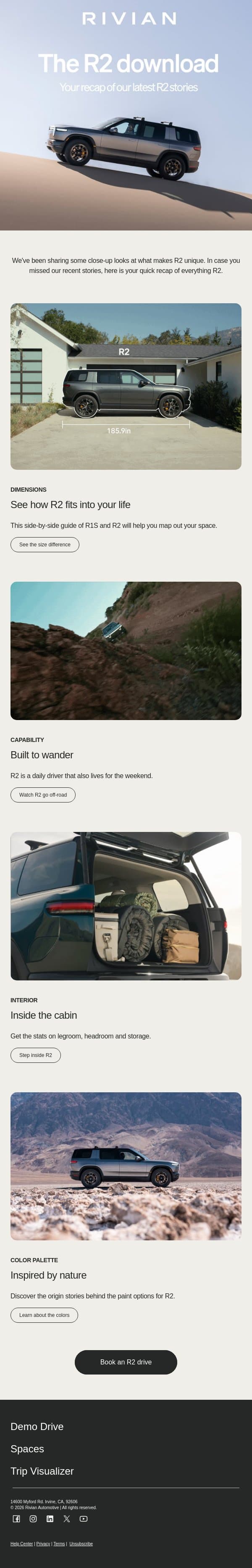 Catch up on all things R2 email from Rivian screenshot