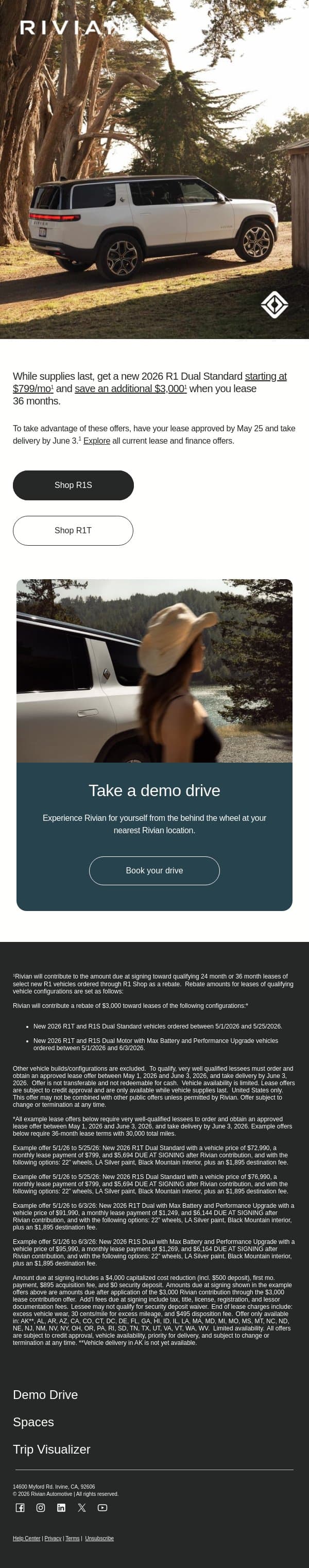 Get R1 Dual Standard before it’s gone email from Rivian screenshot