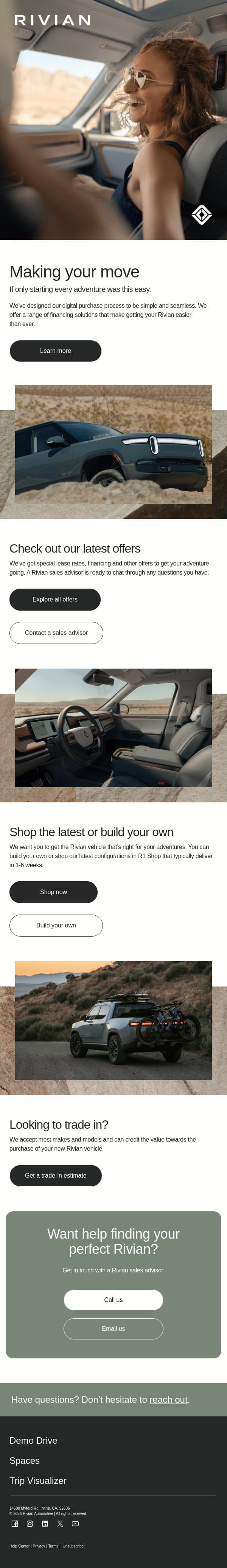Purchasing a Rivian — it’s easier than you think email from Rivian screenshot