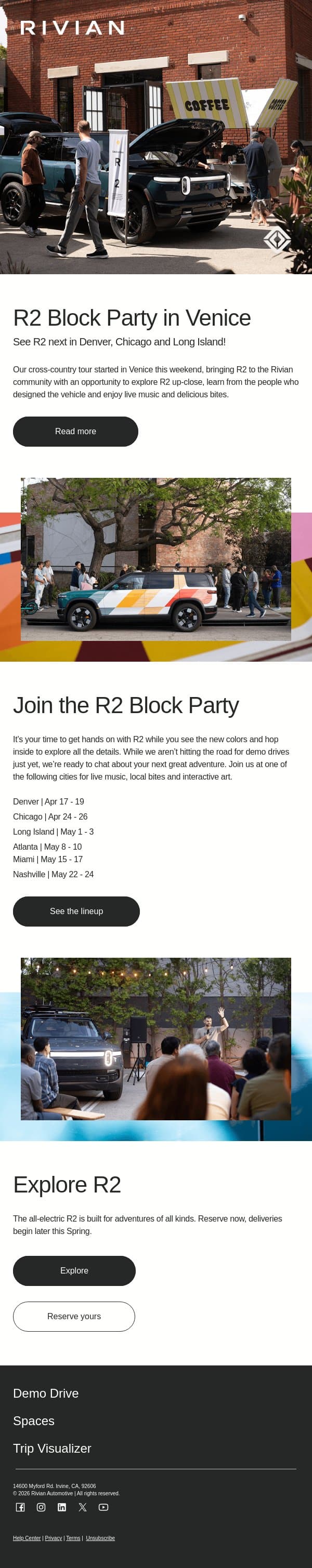 R2 is coming to a block near you email from Rivian screenshot