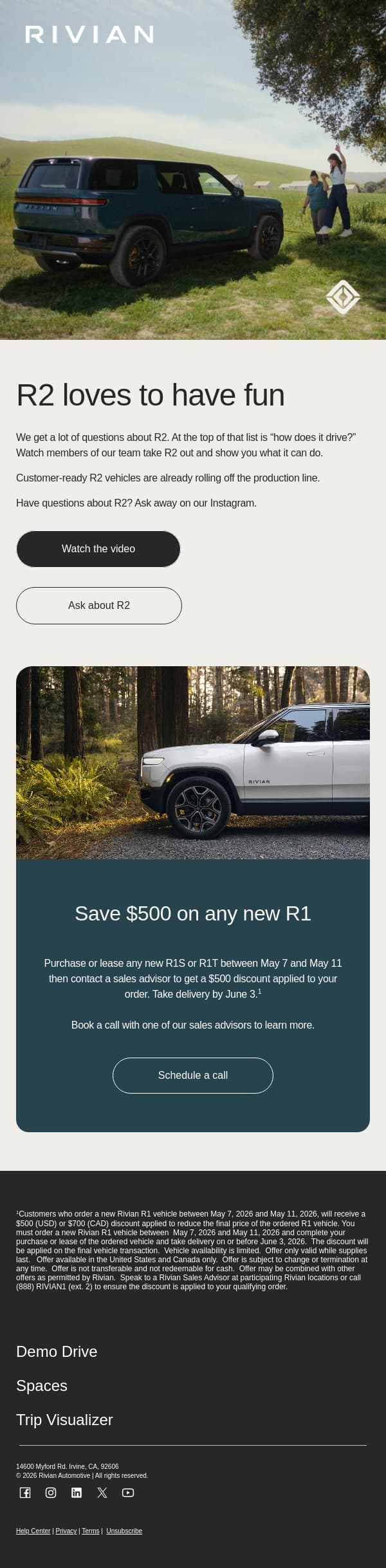 R2 is wildly fun email from Rivian screenshot