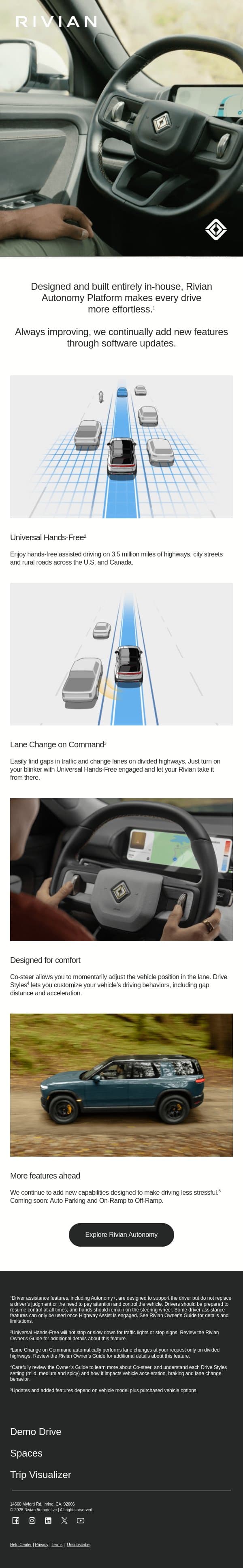 Learn about Rivian Autonomy Platform email from Rivian screenshot