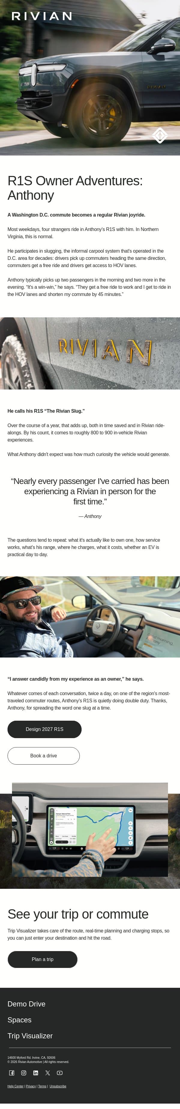900 ride-alongs in one R1S email from Rivian screenshot