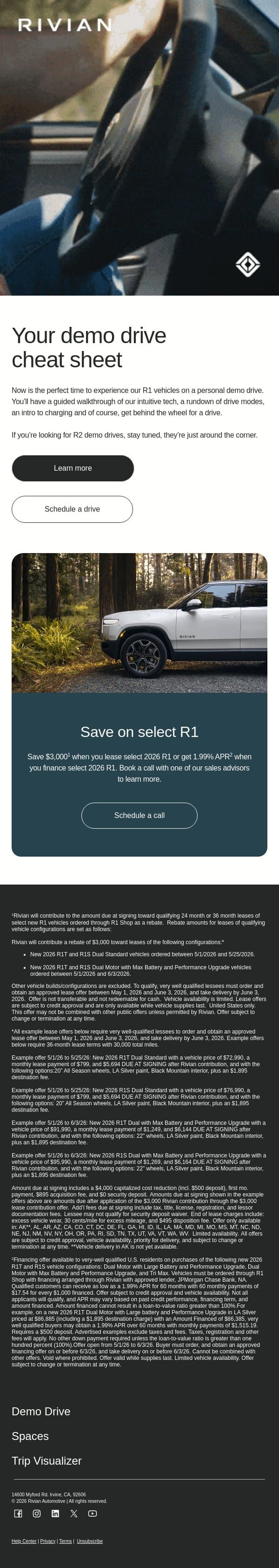 What’s a demo drive like? email from Rivian screenshot