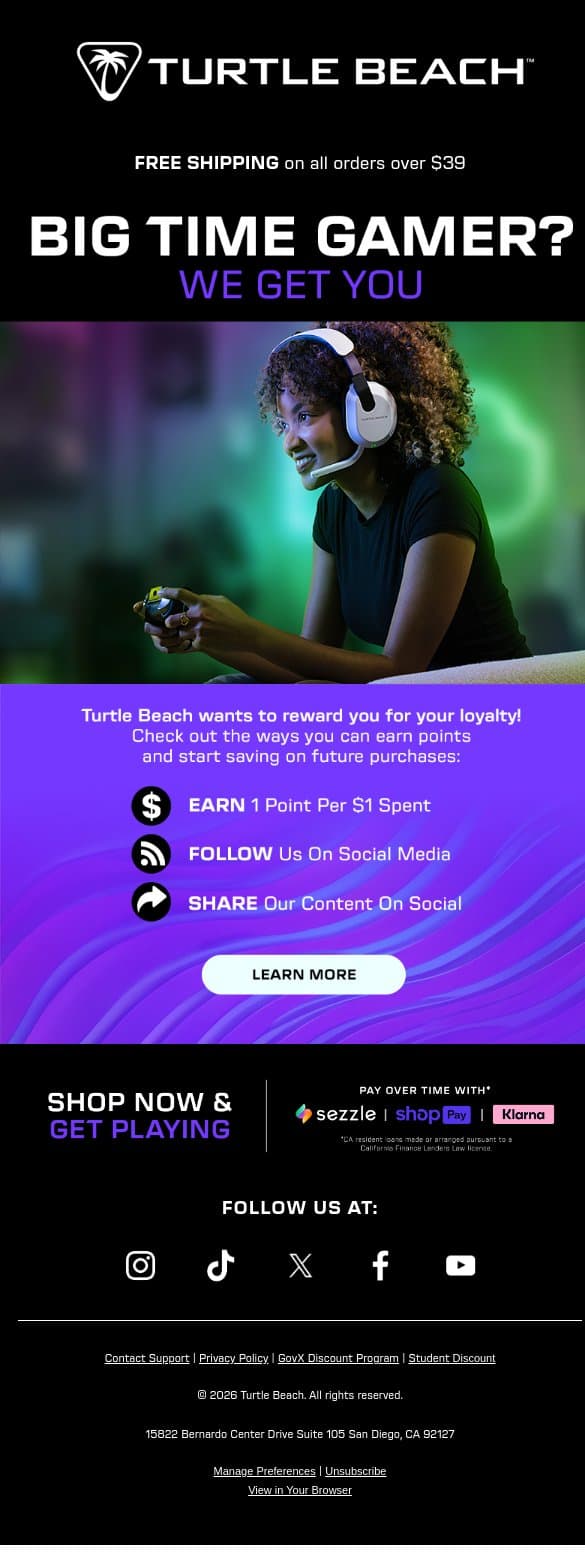 Welcome to Turtle Beach Rewards! email from ROCCAT screenshot