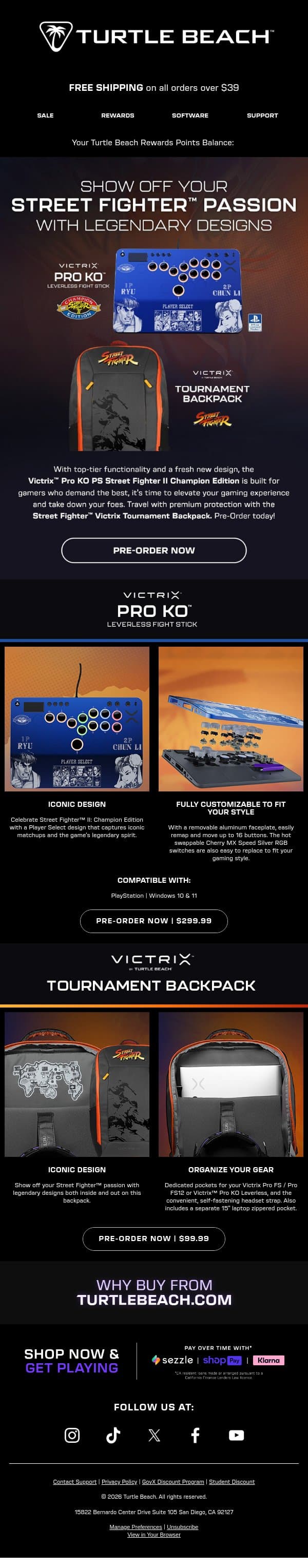 New Victrix™ Pro KO with Capcom® Street Fighter™ II Championship Edition Design Gear email from ROCCAT screenshot