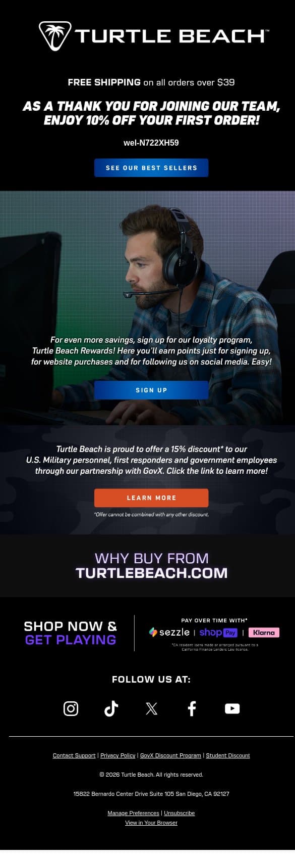 Welcome to Turtle Beach! email from ROCCAT screenshot