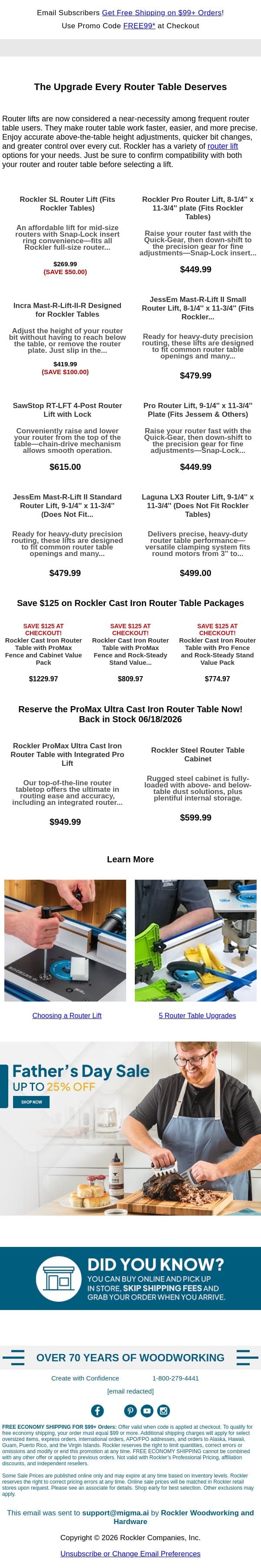 Don’t Overlook This Router Table Upgrade email from Rockler screenshot