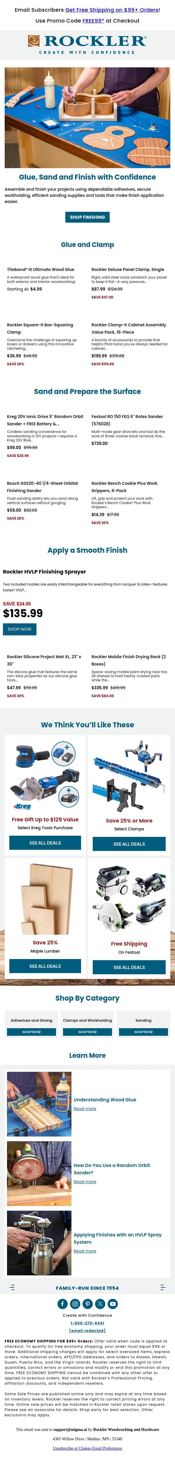 A Better Finish Starts with Better Prep email from Rockler screenshot