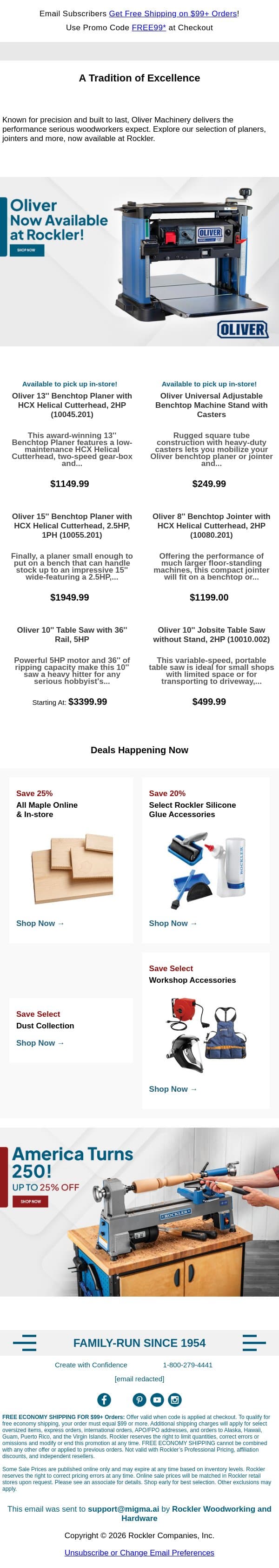 Oliver Has Arrived at Rockler email from Rockler screenshot