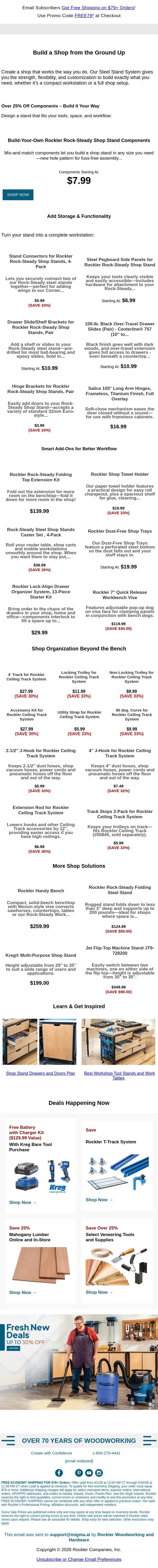 Build Your Perfect Workspace email from Rockler screenshot