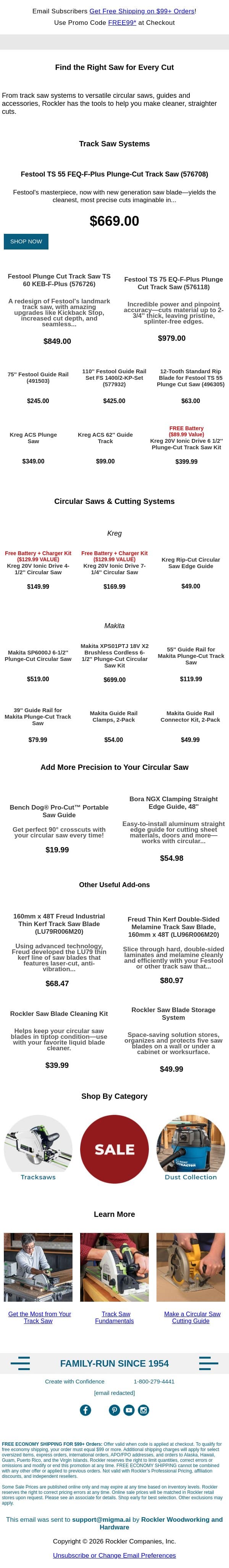More Ways to Make the Cut email from Rockler screenshot
