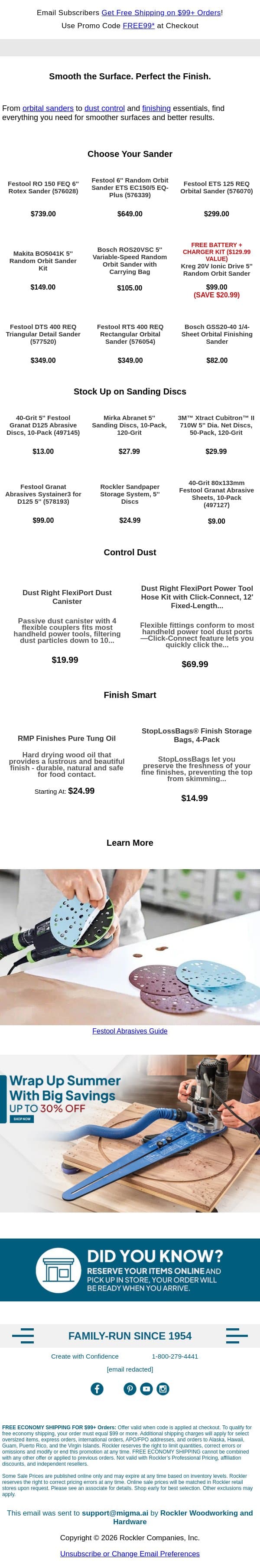 Who Says Sanding Can't Be Fun? email from Rockler screenshot