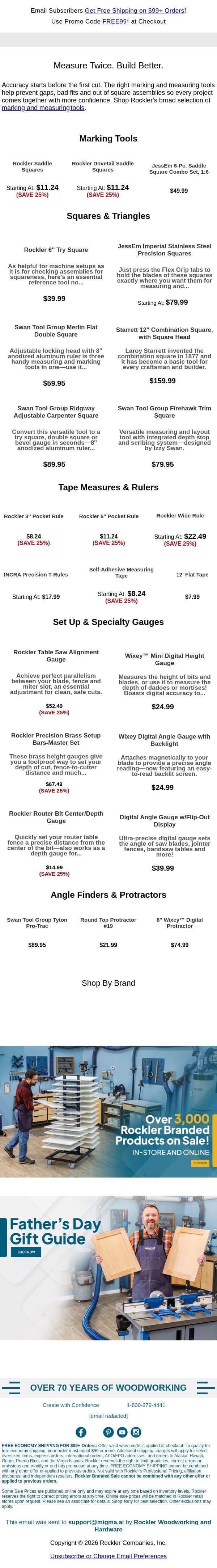 Accuracy Starts Before the First Cut email from Rockler screenshot