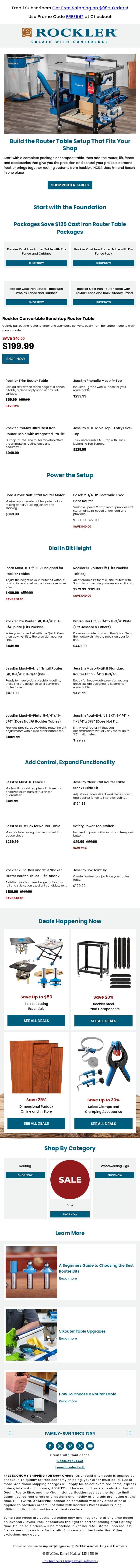 Route Better with Rockler, JessEm & INCRA email from Rockler screenshot