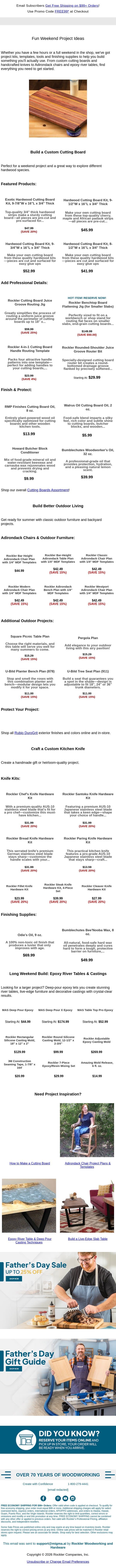 Looking for Your Next Weekend Project? email from Rockler screenshot