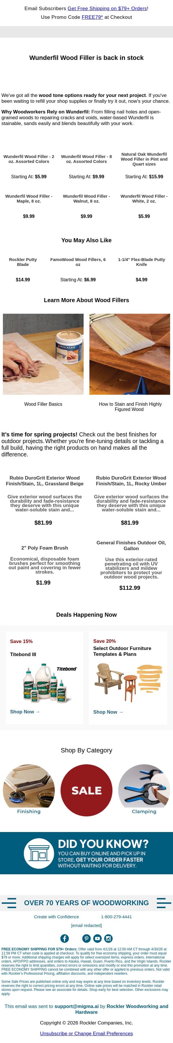 Wunderfil Is Back — Ready for Your Spring Projects email from Rockler screenshot