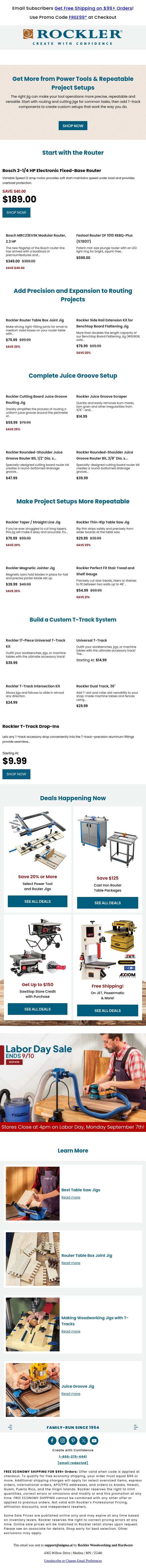 More Precision, Less Guesswork: Jigs for Better Builds email from Rockler screenshot