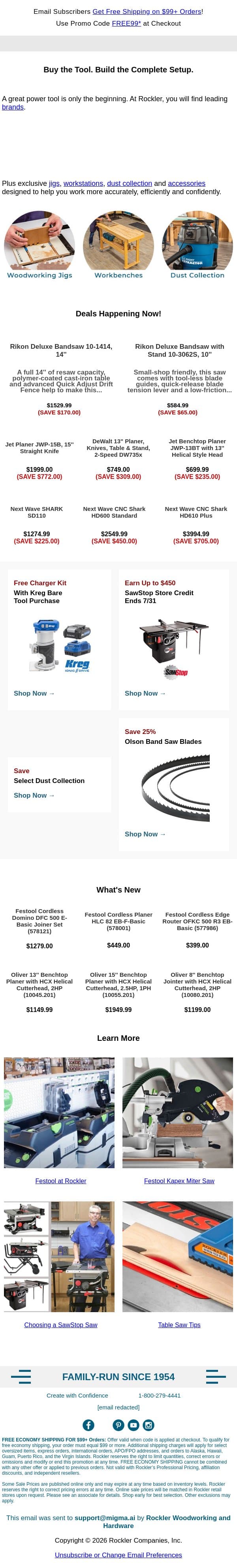 Your Power Tool Solutions Are Here email from Rockler screenshot