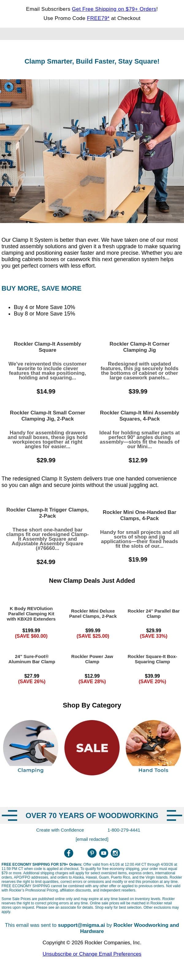 A Better Way to Clamp Corners! email from Rockler screenshot