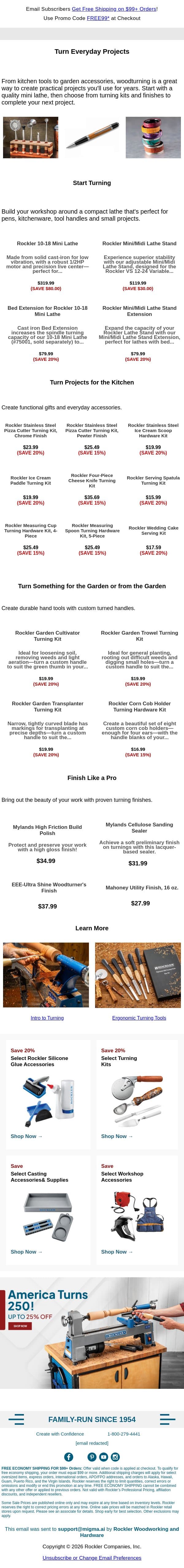 Make It on the Lathe. Use It Every Day. email from Rockler screenshot