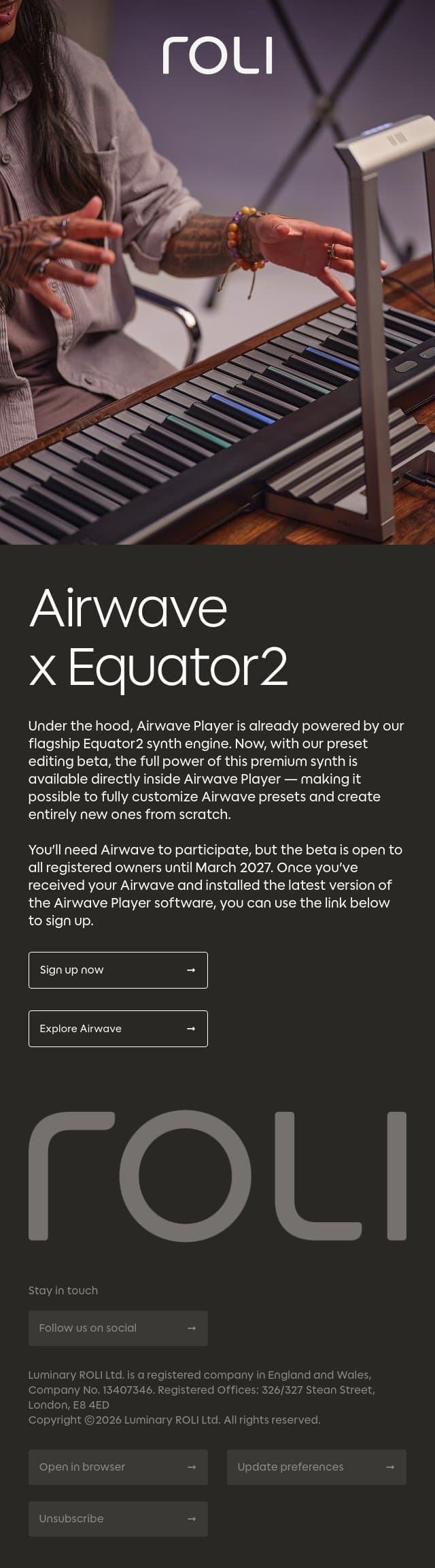 Airwave Player just got more powerful email from Roli screenshot