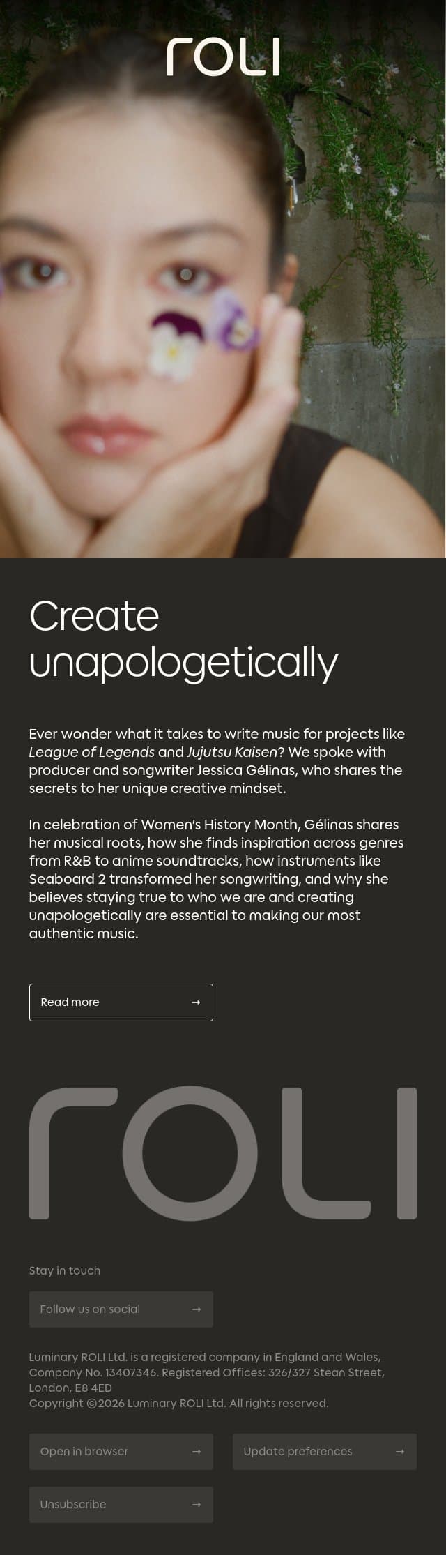 Jessica Gélinas on creating unapologetically email from Roli screenshot