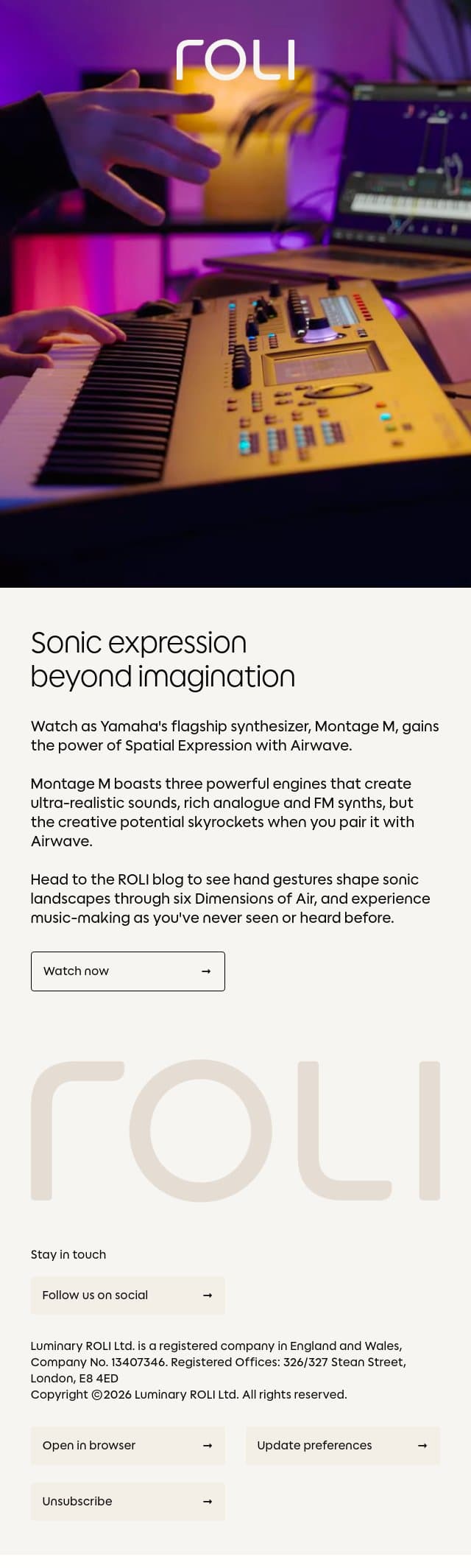 WATCH: Airwave pushes Montage M's expression to new dimensions email from Roli screenshot