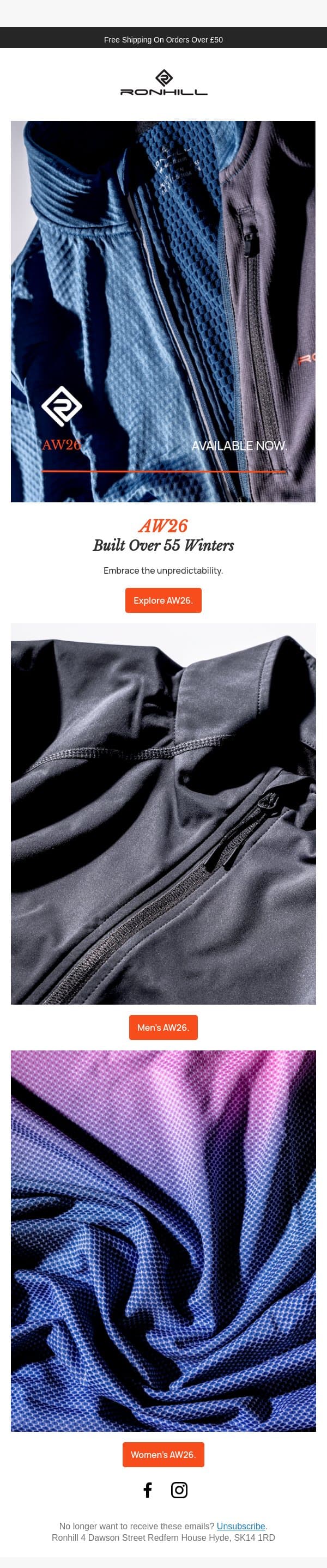 Withstand whatever the winter brings. email from Ronhill screenshot