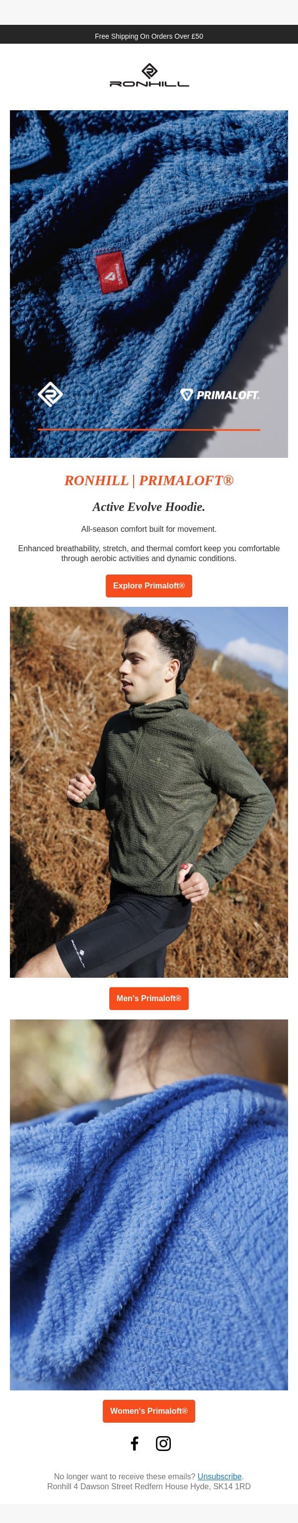 RONHILL | PRIMALOFT® Active Evolve email from Ronhill screenshot