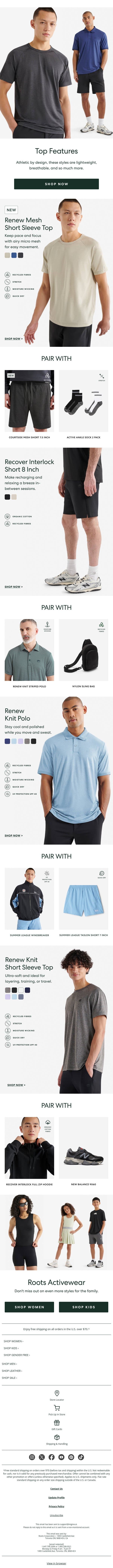 The Best of Men’s Activewear 💪 email from Roots screenshot