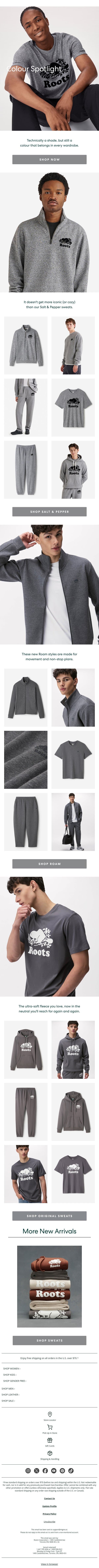 Your New Neutral: Grey email from Roots screenshot
