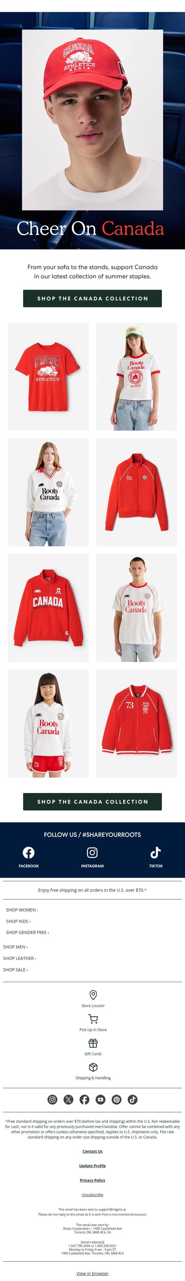 Go, Canada, Go! ⚽ email from Roots screenshot