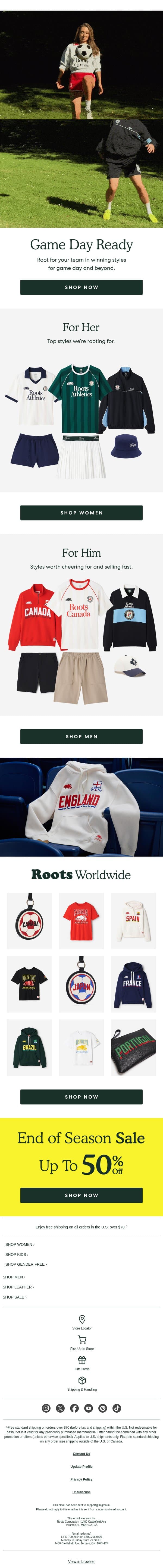 Winning Outfits, Soccer Edition ⚽🏆 email from Roots screenshot