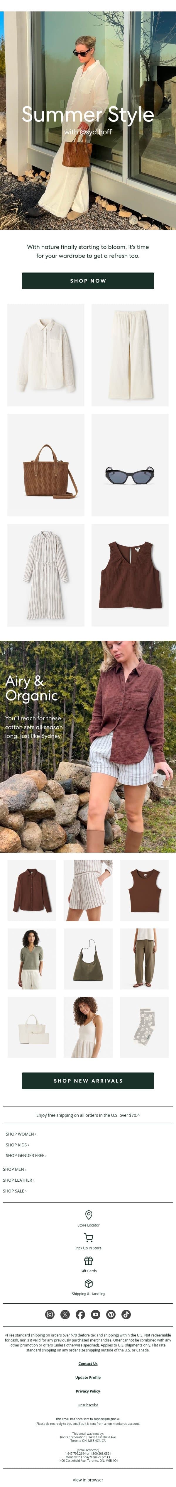 Seasonal Essentials ft. @syd.hoff 🌷 email from Roots screenshot
