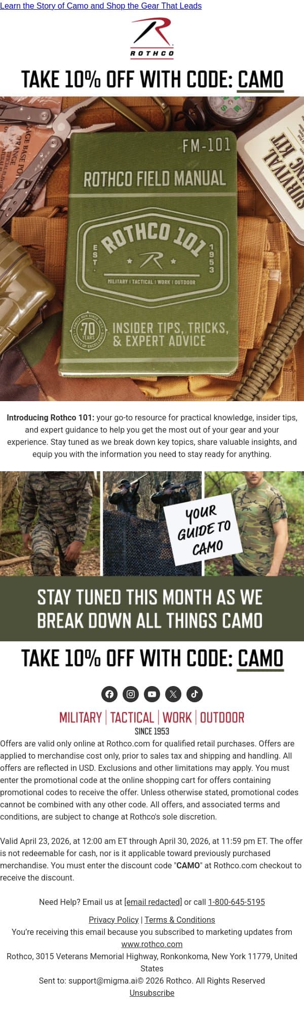 Introducing Rothco 101: Your Guide To Camo email from Rothco screenshot