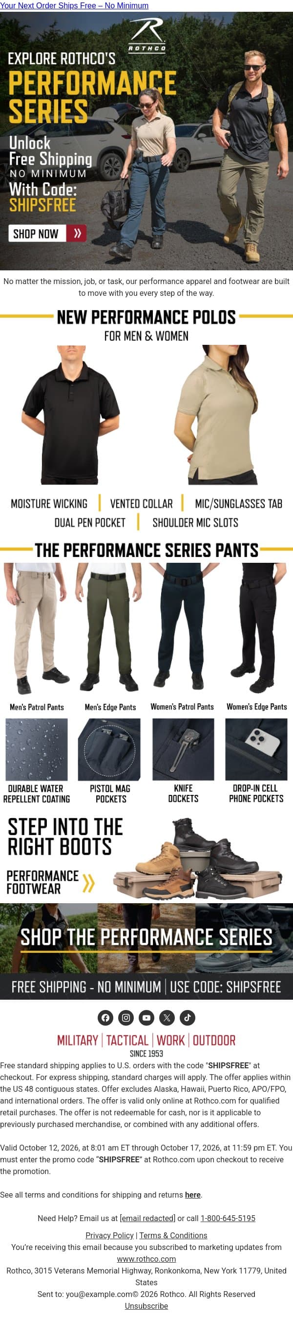 Go Further in Rothco’s Performance Gear email from Rothco screenshot