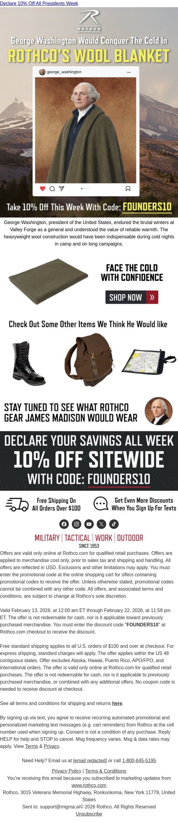 Discover Washington’s Winter Essential email from Rothco screenshot