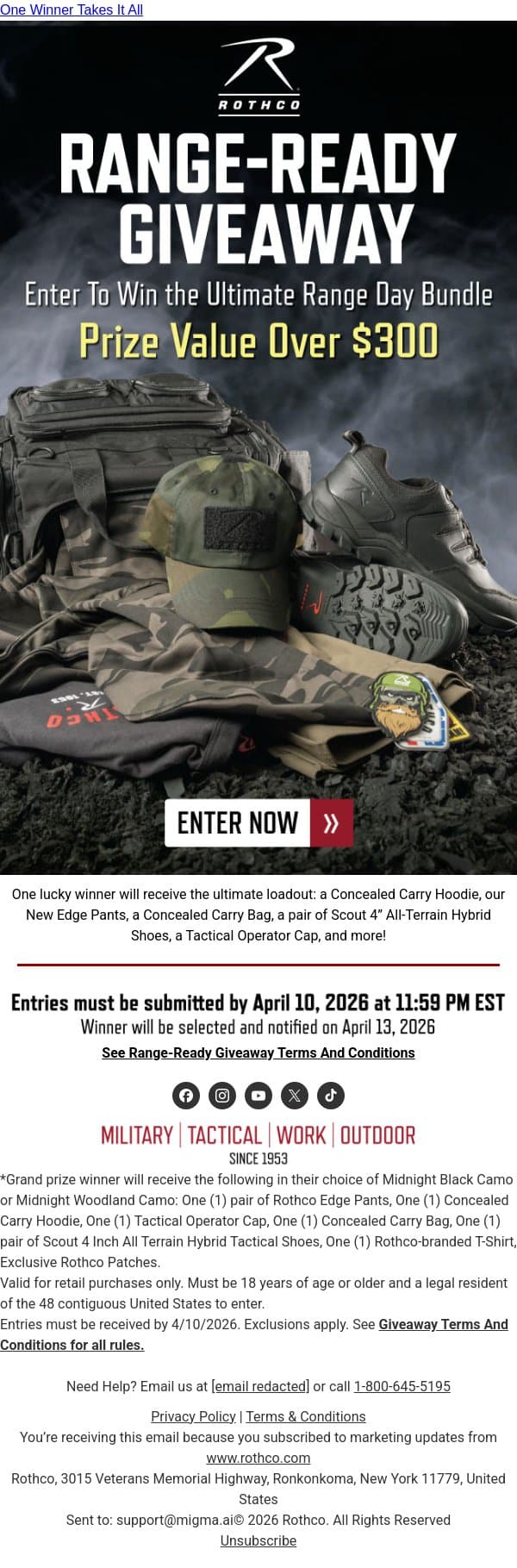 Range-Ready Giveaway: Win Gear Worth Over $300 email from Rothco screenshot